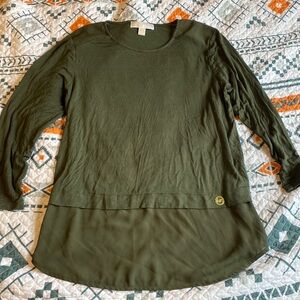Michael Kors olive mock layer blouse size small